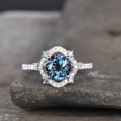Εξαιρετικό ασημένιο συνθετικό Alexandrite πέτρινο κόσμημα 925, δημιουργημένα Alexandrite εργαστήριο δαχτυλίδια 8MM