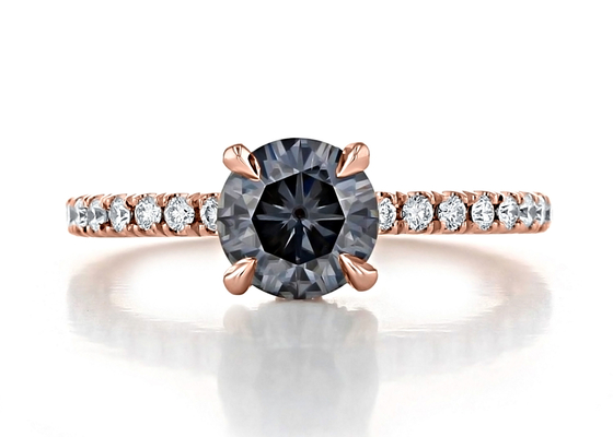 9K χρυσή υλική αυξημένη εργαστήριο Moissanite διάσταση χρώματος 1ct 5pcs δαχτυλιδιών ασημένια γκρίζα