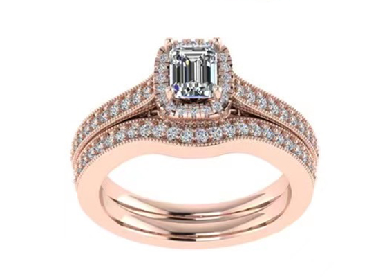 τα στερεά χρυσά κοσμήματα 0.8ct 14K, αυξήθηκαν χρυσό δαχτυλίδι αρραβώνων καθορισμένο RA5.6×4.5MM