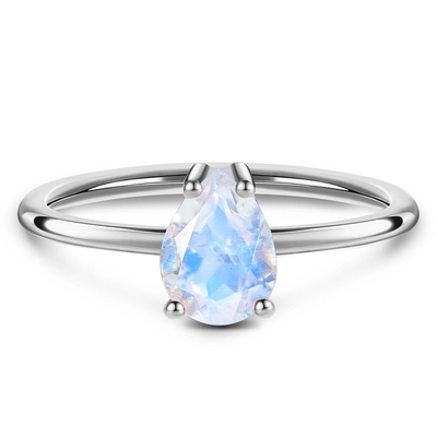 14K αυξήθηκε χρυσό κομμένο αχλάδι φίνο Moonstone δαχτυλίδι Moonstone κοσμήματος απλό