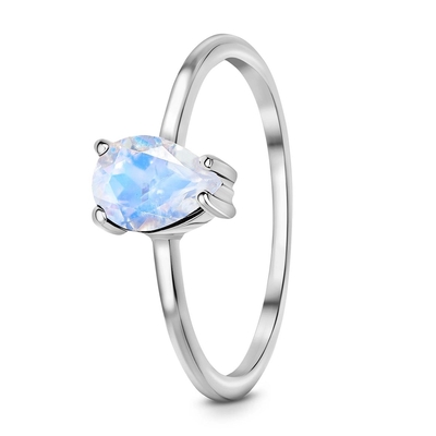 14K αυξήθηκε χρυσό κομμένο αχλάδι φίνο Moonstone δαχτυλίδι Moonstone κοσμήματος απλό