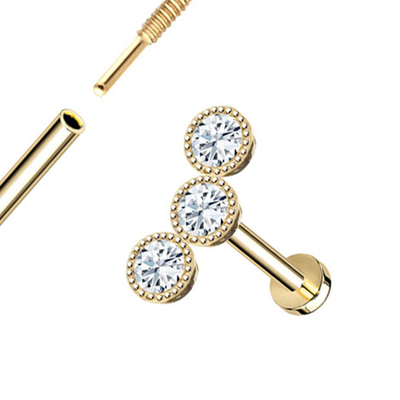 14K χρυσό τριπλό Bezel Milgrain πέρασε κλωστή στο οριζόντια πίσω να διαπερνήσει διαμαντιών στηριγμάτων φυσικό κόσμημα