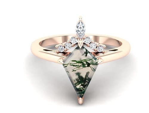 Snowflake Hexagon δαχτυλίδι αχατών βρύου με Moissanites για τις γυναίκες