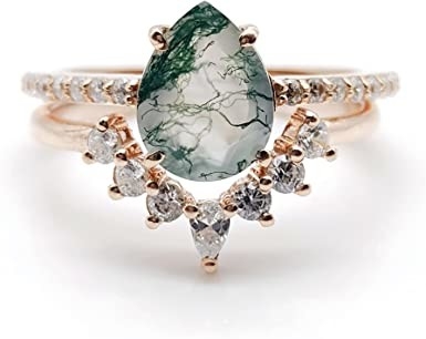 Hexagon έκοψε το φυσικό βρύου νυφικό δαχτυλίδι Moissanite αχατών εκλεκτής ποιότητας μοναδικό για το Art Deco