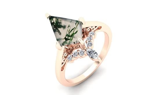 Hexagon έκοψε το φυσικό βρύου νυφικό δαχτυλίδι Moissanite αχατών εκλεκτής ποιότητας μοναδικό για το Art Deco