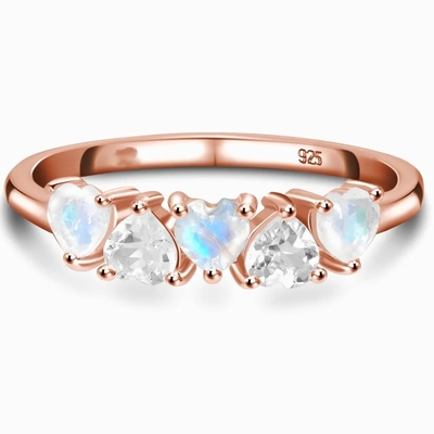 Γοητείας καυτές γυναίκες 925 Moonstone ουράνιων τόξων μόδας φυσικές εξαιρετικό ασημένιο δαχτυλίδι κοσμήματος