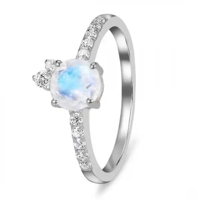 Γοητείας καυτές γυναίκες 925 Moonstone ουράνιων τόξων μόδας φυσικές εξαιρετικό ασημένιο δαχτυλίδι κοσμήματος