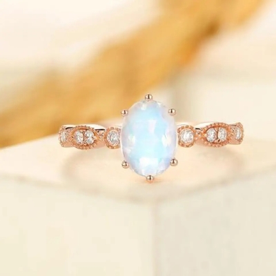 Δαχτυλίδι Moonstone 925 εξαιρετικό ασημένιο του CZ δαχτυλιδιών κοσμήματος φίνο φυσικό εδροτομημένο πολύτιμους λίθους μπλε
