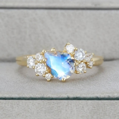 Αχλαδιών Moonstone δαχτυλιδιών αρραβώνων 18k χρυσό ασημένιο κόσμημα πολύτιμων λίθων δαχτυλιδιών φυσικό