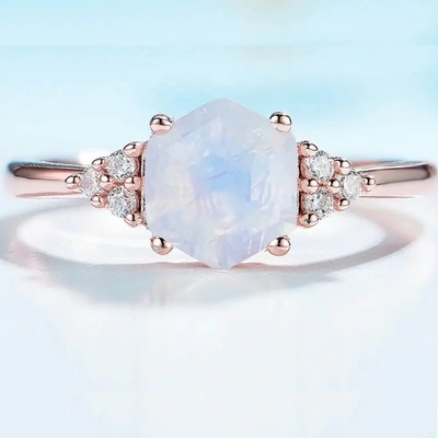 Αχλαδιών Moonstone δαχτυλιδιών αρραβώνων 18k χρυσό ασημένιο κόσμημα πολύτιμων λίθων δαχτυλιδιών φυσικό