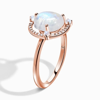 Ο στερεός χρυσός 925 εξαιρετικός ασημένιος 18K κάλυψε δαχτυλιδιών το εκλεκτής ποιότητας Moonstone κόσμημα εργοστασίων αγκίδων ύφους δαχτυλιδιών καλύτερο