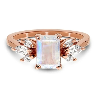 Εξαιρετικό ασημένιο μόδας 925 δαχτυλίδι Moonstone σχεδίου έξοχο φίνο