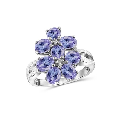 1/2 καράτι T.G.W. Χρυσός Tanzanite 14kt πέρα από το εξαιρετικό ασημένιο 5-πέτρινο δαχτυλίδι αρραβώνων διαμαντιών