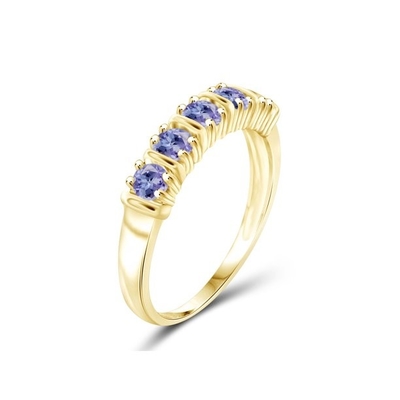 1/2 καράτι T.G.W. Χρυσός Tanzanite 14kt πέρα από το εξαιρετικό ασημένιο 5-πέτρινο δαχτυλίδι αρραβώνων διαμαντιών