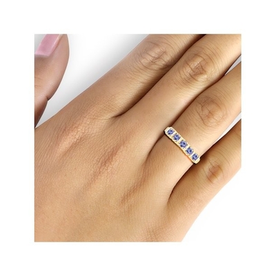 1/2 καράτι T.G.W. Χρυσός Tanzanite 14kt πέρα από το εξαιρετικό ασημένιο 5-πέτρινο δαχτυλίδι αρραβώνων διαμαντιών