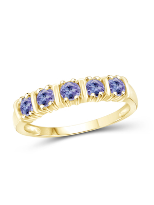 1/2 καράτι T.G.W. Χρυσός Tanzanite 14kt πέρα από το εξαιρετικό ασημένιο 5-πέτρινο δαχτυλίδι αρραβώνων διαμαντιών