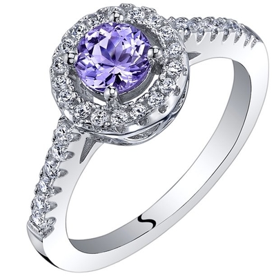 Λέσχη 1/4 καράτι T.G.W Jewelers. Tanzanite και άσπρο δαχτυλίδι έμφασης διαμαντιών εξαιρετικό ασημένιο
