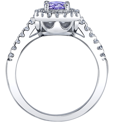 1ct το ορθογώνιο δαχτυλίδι οκταγώνων Tanzanite ασημώνει σε στερλίνες την άσπρη χρυσή επένδυση 18K πέρα από το ασήμι