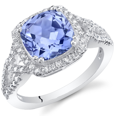 1ct το ορθογώνιο δαχτυλίδι οκταγώνων Tanzanite ασημώνει σε στερλίνες την άσπρη χρυσή επένδυση 18K πέρα από το ασήμι