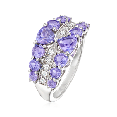 Ross-Simons 2,50 CT. t.w. Tanzanite και .20 CT. t.w. Άσπρο ασήμι δαχτυλιδιών Zircon σε στερλίνες