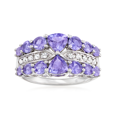 Ross-Simons 2,50 CT. t.w. Tanzanite και .20 CT. t.w. Άσπρο ασήμι δαχτυλιδιών Zircon σε στερλίνες