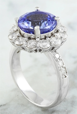 Λέσχη 1/4 καράτι T.G.W Jewelers. Tanzanite και άσπρο δαχτυλίδι έμφασης διαμαντιών εξαιρετικό ασημένιο