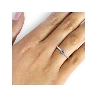 Βασιλιάς 0,18 CT μπλε Tanzanite 925 του Stone πολύτιμων λίθων εξαιρετικό ασημένιο δαχτυλίδι με το κίτρινο χρυσό Prongs 10K δαχτυλίδι