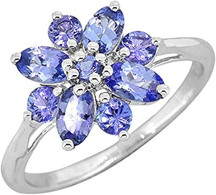 Κίτρινο χρυσό μπλε μέγεθος 8 δαχτυλιδιών Tanzanite Birthstone Zircon λευκόχρυσου γυναικών καταστημάτων LC δώρα