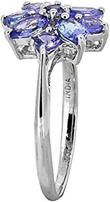 Tanzanite &amp; άσπρο εργαστήριο-δημιουργημένο εγκιβωτισμένο σάπφειρος καθορισμένο εξαιρετικό ασήμι