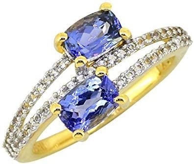 Κίτρινο χρυσό μπλε μέγεθος 8 δαχτυλιδιών Tanzanite Birthstone Zircon λευκόχρυσου γυναικών καταστημάτων LC δώρα