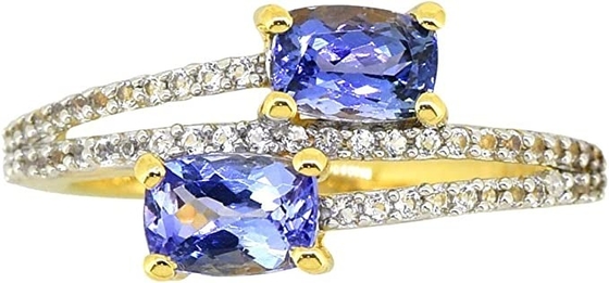 10K χρυσό γνήσιο φυσικό Tanzanite δαχτυλίδι του Marquise 1.68ct με τα διαμάντια 