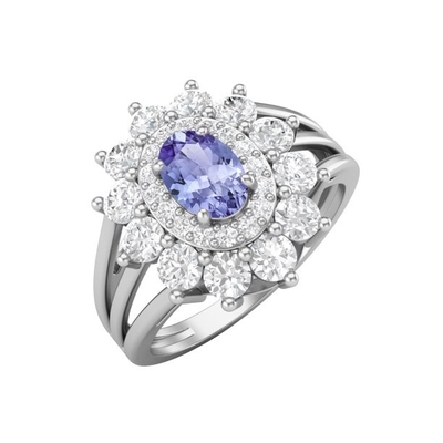 10K χρυσό γνήσιο φυσικό Tanzanite δαχτυλίδι του Marquise 1.68ct με τα διαμάντια 