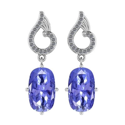 1.57 Ctw I2/I3 φυσικά Tanzanite και διαμάντι 14K αυξήθηκε χρυσά σκουλαρίκια