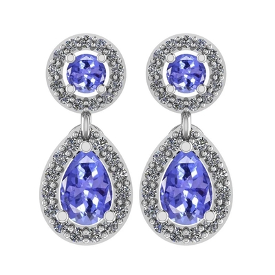 1.57 Ctw I2/I3 φυσικά Tanzanite και διαμάντι 14K αυξήθηκε χρυσά σκουλαρίκια