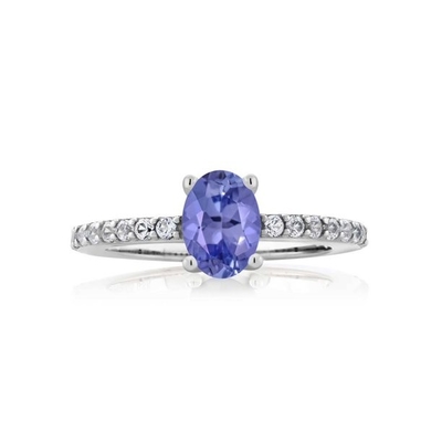 Κόσμημα Birthstone δαχτυλιδιών Tanzanite λεσχών Jewelers με το άσπρο διαμάντι