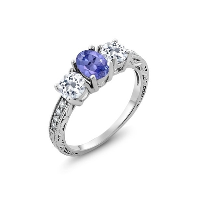 Καράτι Tanzanite 0,925 εξαιρετικό ασημένιο κόσμημα δαχτυλιδιών με την άσπρη έμφαση διαμαντιών