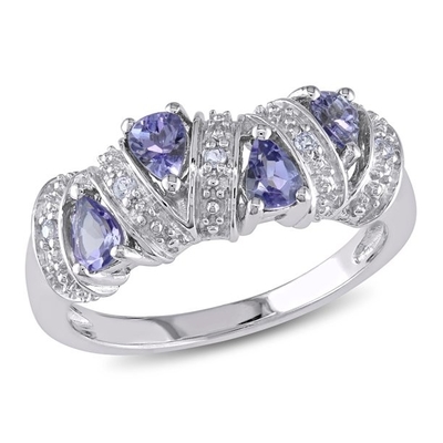 Κόσμημα Birthstone δαχτυλιδιών Tanzanite λεσχών Jewelers με το άσπρο διαμάντι