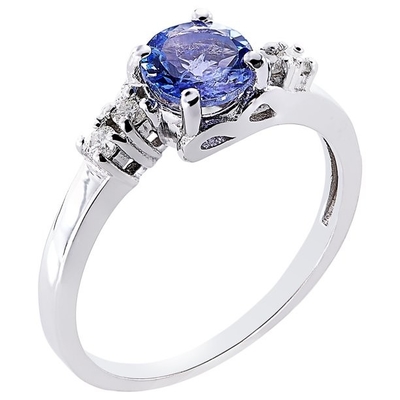 Καράτι Tanzanite 0,925 εξαιρετικό ασημένιο κόσμημα δαχτυλιδιών με την άσπρη έμφαση διαμαντιών