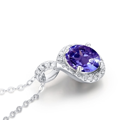 Φυσικά διαμάντια εξαιρετικό SilverI 14K περιδεραίων κρεμαστών κοσμημάτων καρδιών απείρου Tanzanite