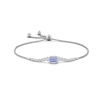 Διευθετήσιμο φυσικό Tanzanite βραχιόλι ANGARA για τον άσπρο χρυσό κοριτσιών 14K γυναικών