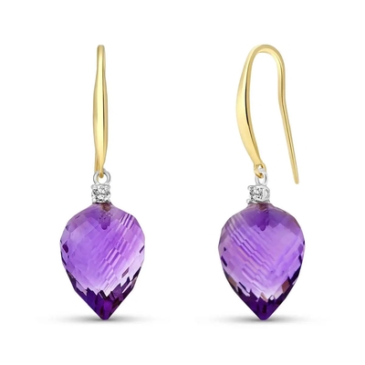 2.46 CT. t.w. Αμέθυστος και 1/10 CT. t.w. Ασήμι σκουλαρικιών Leverback διαμαντιών σε στερλίνες