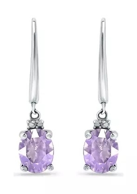 2.46 CT. t.w. Αμέθυστος και 1/10 CT. t.w. Ασήμι σκουλαρικιών Leverback διαμαντιών σε στερλίνες