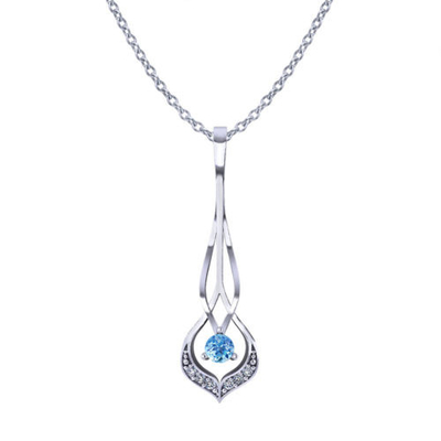Περιδέραιο διαμαντιών Aquamarine (άσπρος χρυσός 14k, aquamarine 6x9mm μορφής αχλαδιών, διαμάντια .10cttw.)