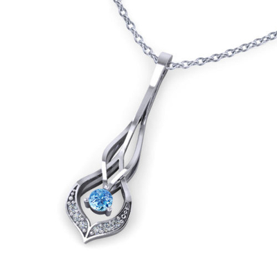Περιδέραιο διαμαντιών Aquamarine (άσπρος χρυσός 14k, aquamarine 6x9mm μορφής αχλαδιών, διαμάντια .10cttw.)