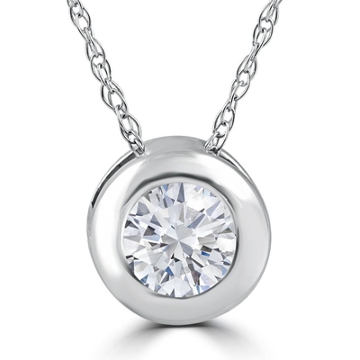 1/4 CT γύρω από Bezel μοναχικών διαμαντιών το περιδέραιο 18 κρεμαστών κοσμημάτων άσπρα χρυσά (4,1) 4,1 αστέρια» 14k από τις 7 αναθεωρήσεις reviews7