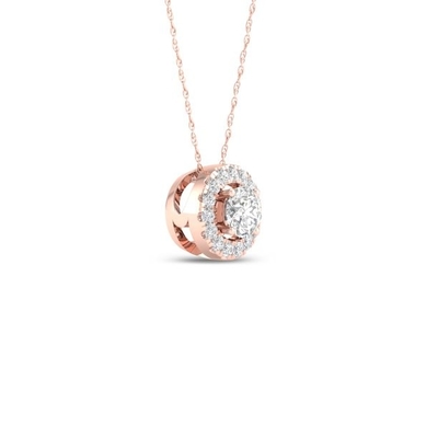 Το αυτοκρατορικό διαμάντι 10k 1/6Ct TDW αυξήθηκε χρυσό στρογγυλό περιδέραιο κρεμαστών κοσμημάτων φωτοστεφάνου διαμαντιών