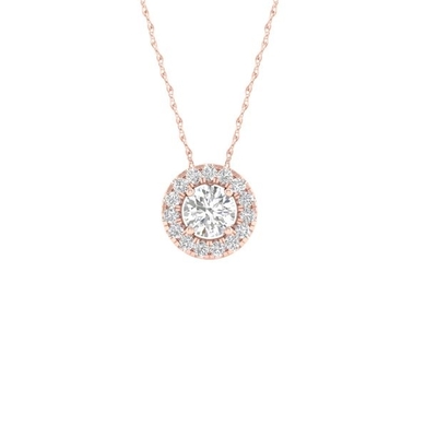 Το αυτοκρατορικό διαμάντι 10k 1/6Ct TDW αυξήθηκε χρυσό στρογγυλό περιδέραιο κρεμαστών κοσμημάτων φωτοστεφάνου διαμαντιών