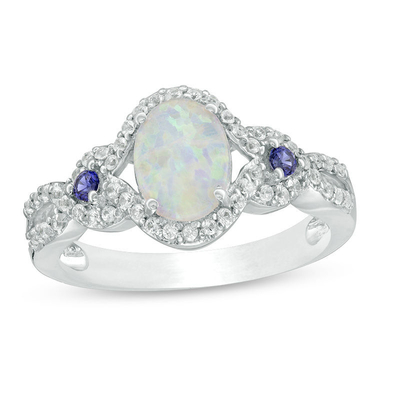 5.0mm καρδιά-διαμορφωμένο Opal και 1/8 CT. T.W. ασήμι δαχτυλιδιών πλαισίων διαμαντιών σε στερλίνες