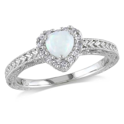 5.0mm καρδιά-διαμορφωμένο Opal και 1/8 CT. T.W. ασήμι δαχτυλιδιών πλαισίων διαμαντιών σε στερλίνες