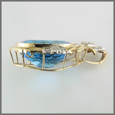 14K ο κύκλος έκοψε μπλε Topaz και το κρεμαστό κόσμημα διαμαντιών ενισχύει για τις γυναίκες